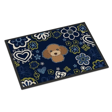 Carolines Treasures Carolines Treasures BB5107JMAT 24 x 36 in. Blue Flowers Chocolate & Brown Poodle Indoor or Outdoor Mat BB5107JMAT